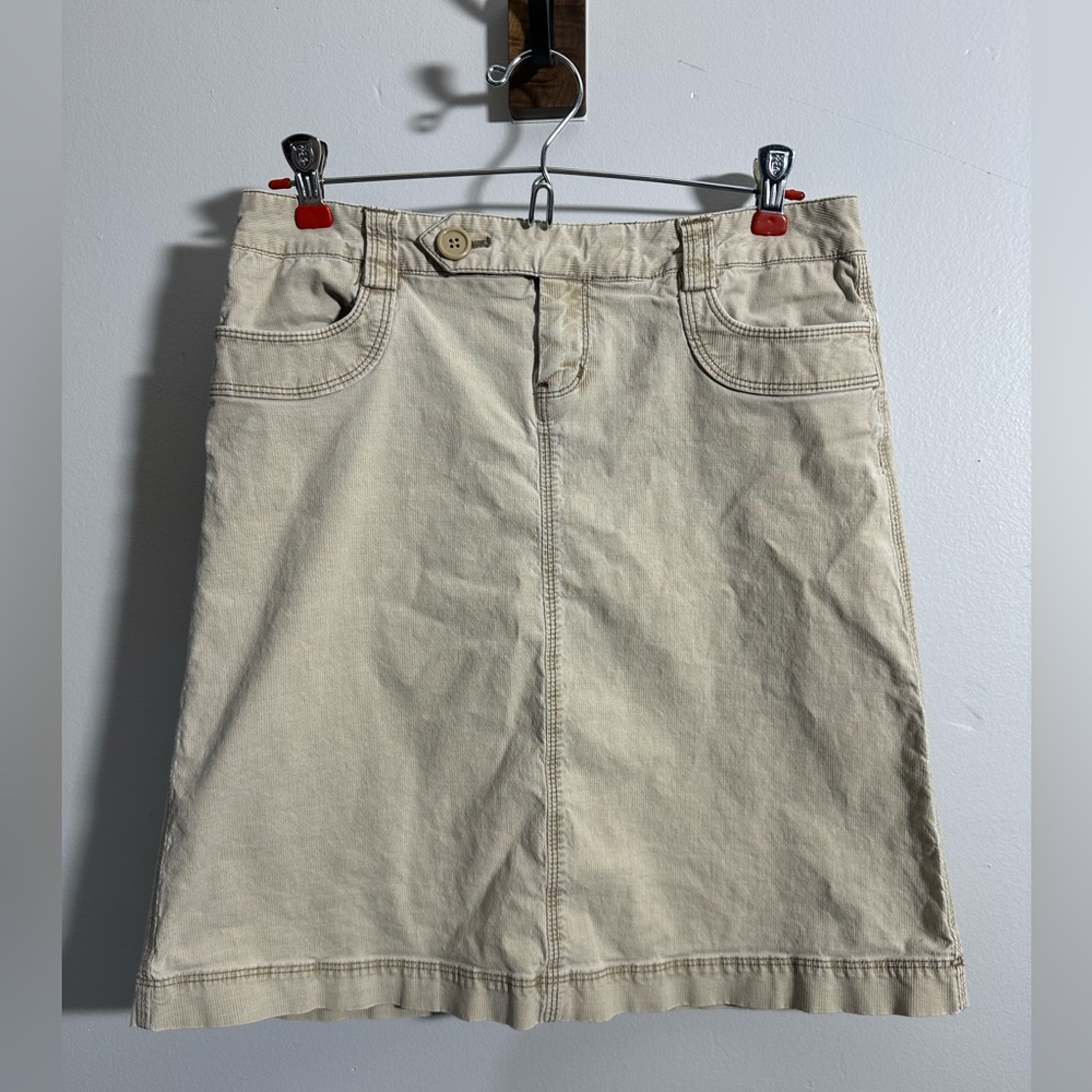 Gap Stretch Women’s 2‎ Khaki Corduroy Straight Pencil Skirt Mini | SKU 0027